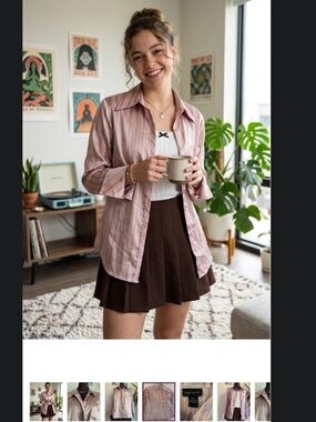 Lane Bryant Pink Striped Blouse